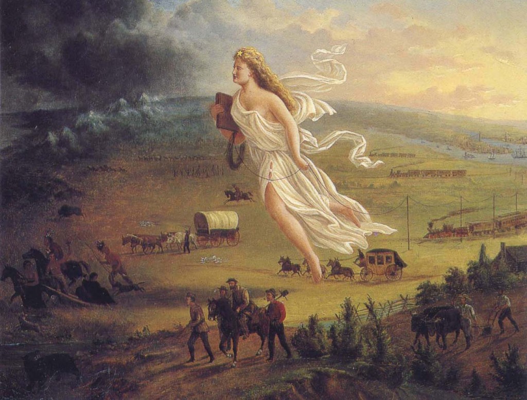 This painting (circa 1872) by John Gast called American Progress, is an allegorical representation of the modernization of the new west.